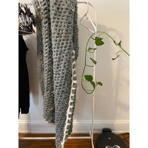 Handknit Gray & White King Blanket